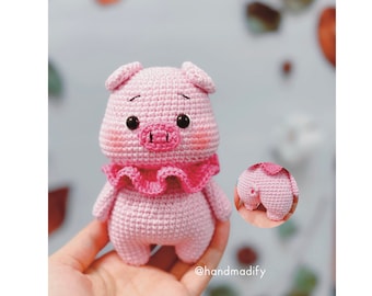 L10 手編み  ハンドメイド ブタ キーホルダーのアクセサリー かぎ針編みのブタのキーホルダーのパターン \u2013 アミグルミ PDF (即時