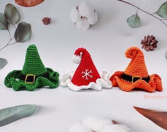 Crochet 3-in-1 Holiday Pet Hat Pattern - S/M/L (PDF Download)
