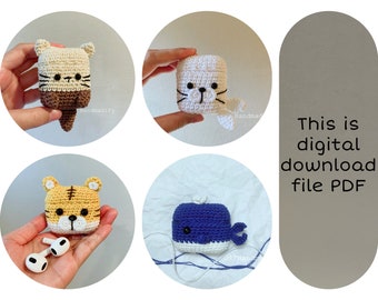 Crochet Animal AirPods Case Pattern – Otter, Dolphin, Tiger, Seal (PDF Pattern)
