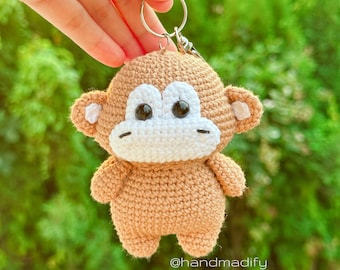 Affe Schlüsselanhänger Häkelmuster - Amigurumi Spielzeug (PDF-Muster)