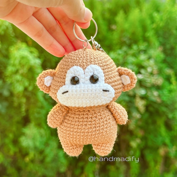 Affe Schlüsselanhänger - Häkelanleitung - Affe Amigurumi - gehäkelter Affe - handgemachtes Geschenk - Geburtstagsgeschenke -- Anleitung - Instant Download