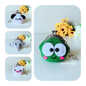 4 in 1 - MODELLO ALL'UNCINETTO - Portamonete con 4 animali - Portamonete con rana/panda/elefante/maiale - Amigurumi all'uncinetto - Modello Cochet - Modello inglese