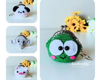 Crochet Animal Coin Bag PATTERN - Frog, Panda, Elephant, Pig (PDF Pattern)