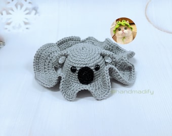 Crochet Koala Hat Pattern for Pet - S/M/L Sizes (PDF Pattern)