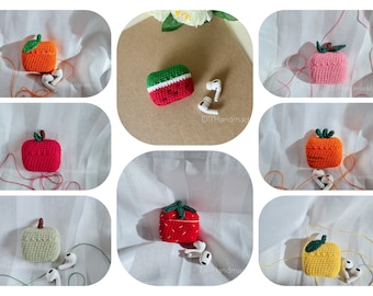 Fruit AirPods Case Crochet Pattern – Apple, Lemon, Strawberry (PDF Download)