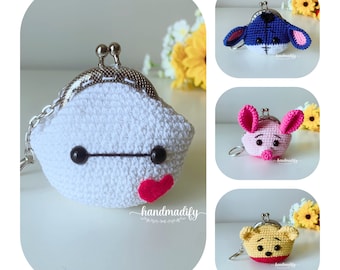 4-in-1 Crochet Animal Coin Bag Pattern – Amigurumi PDF