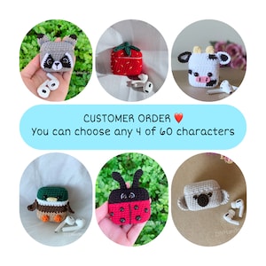 CUSTOM ORDER - You can choose any 4 of 60 characters AirPods 1/2/3/Pro/Pro 2 Case - Crochet Pattern - Download File PDF- English Pattern