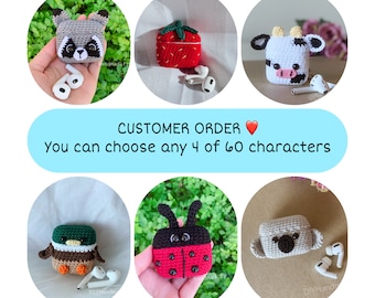 Crochet Animal AirPods Case Pattern – Custom 4 Characters (PDF Pattern)