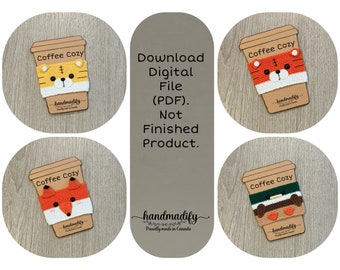 Crochet Coffee Cozy Pattern - Tiger, Duck, Fox (PDF Download)