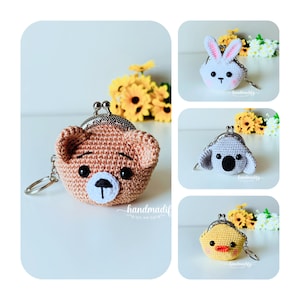 4 in 1 - CROCHET PATTERN - 4 Animal Coin Bag - Bear/ Bunny/ Koala/ Duck Coin Bag - Crochet Amigurumi - Cochet Pattern - English Pattern