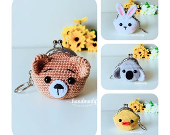 4 in 1 - CROCHET PATTERN - 4 Animal Coin Bag - Bear/ Bunny/ Koala/ Duck Coin Bag - Crochet Amigurumi - Cochet Pattern - English Pattern