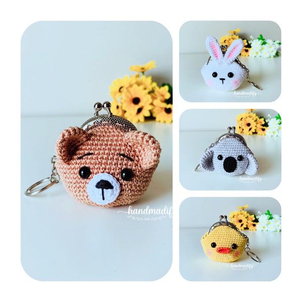 4 in 1 - CROCHET PATTERN - 4 Animal Coin Bag - Bear/ Bunny/ Koala/ Duck Coin Bag - Crochet Amigurumi - Cochet Pattern - English Pattern