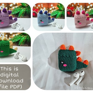 Crochet Dinosaur AirPods Case Pattern – PDF Download