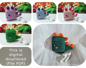 Crochet Dinosaur AirPods Case Pattern – PDF Download