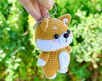 あみぐるみ　柴犬　車飾り　ハンドメイド 柴犬キーホルダー - かぎ針編みパターン - 柴あみぐるみ