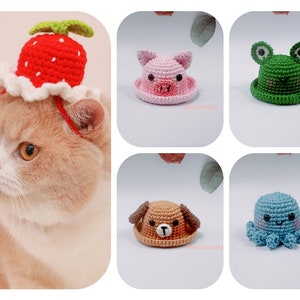 Crochet Pattern - 4 in 1 Animals Hat For Your Pet - Full Size S/M/L - Cochet Pattern - English Pattern - Instant Download