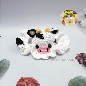 Crochet Pattern - Cow Hat For Your Pet - Full Size S/M/L - Cochet Pattern - English Pattern - Instant Download