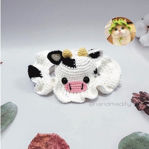 Crochet Pattern - Cow Hat For Your Pet - Full Size S/M/L - Cochet Pattern - English Pattern - Instant Download