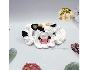 Crochet Pattern - Cow Hat For Your Pet - Full Size S/M/L - Cochet Pattern - English Pattern - Instant Download