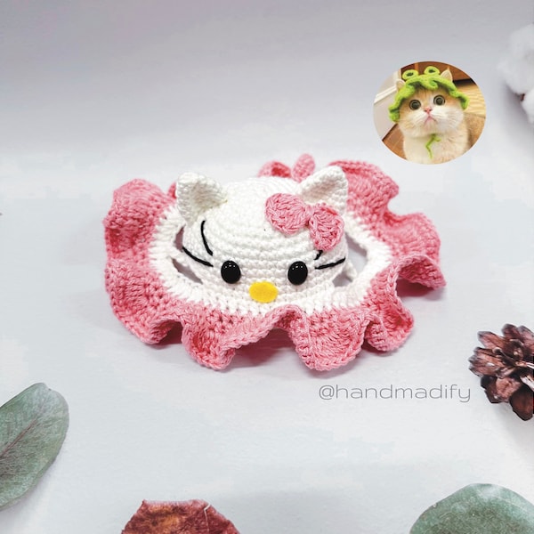 Crochet Pattern - Kitten Hat For Your Pet - Full Size S/M/L - Cochet Pattern - English Pattern - Instant Download