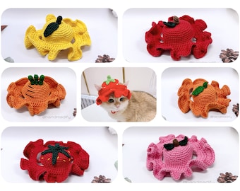 Crochet Fruit Hat Pattern for Pets – 6-in-1 Sizes S/M/L (PDF Pattern)