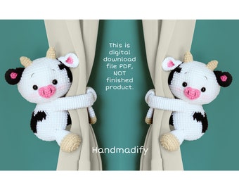 Crochet Cow Curtain Tie Back Pattern – PDF Digital Download