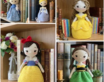 Crochet Pattern - 5 Princess  (25cm) - Amigurumi Crochet Princess Pattern - 5 in 1, English Pattern, (PDF Pattern)