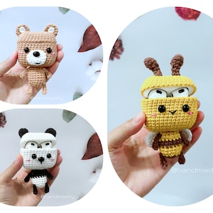 15 in 1 - Bear, Panda, Bee AirPods 1/2/3/Pro/Pro 2 Case-CROCHET PATTERN-Download File PDF- English Pattern -Instant Download