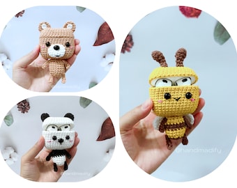 Crochet Animal AirPods Case PATTERN – Bear, Panda, Bee (PDF Download)