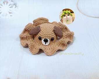Patrón de gorro de ganchillo para cachorro – Disfraz para mascota, tallas S/M/L (Patrón en PDF)