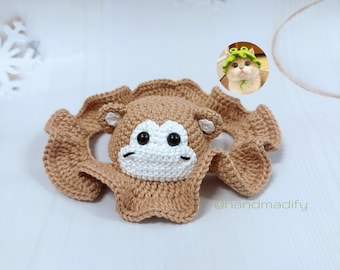 Crochet Monkey Hat Pattern – Pet Costume, Full Size S/M/L (PDF Pattern)