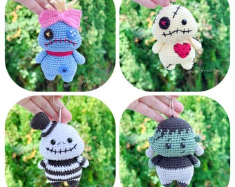 Halloween Amigurumi Keychain Crochet Pattern - 4 in 1 (PDF Pattern)