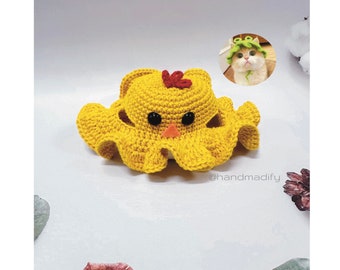 Crochet Chicken Hat Pattern For Pet – S/M/L Sizes (PDF Download)