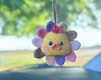 Crochet Pattern - Chicken Ornament - Chicken Car Accessories- Rear View Mirror Decor - Cochet Pattern - English Pattern - Instant Download