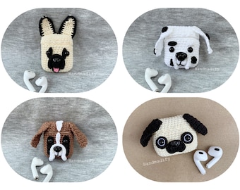 Crochet Dog AirPods Case PATTERN – Pug, Shepherd, Dalmatian, Boxer (PDF Download)