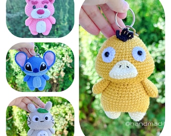 Amigurumi Keychain Crochet Pattern - 4 in 1, Instant Download (PDF)