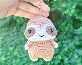 Sloth Keychain - Crochet Pattern - Sloth Amigurumi - Crochet Sloth - Handmade Gift - Birthday Gifts -- English Pattern - Instant Download