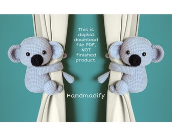 CROCHET PATTERN - Koala Curtain Tie Back - Crochet Koala Pattern - Digital Download File PDF - Instant Download
