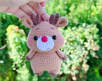 Crochet Deer Keychain Pattern – Amigurumi Reindeer (PDF Pattern)