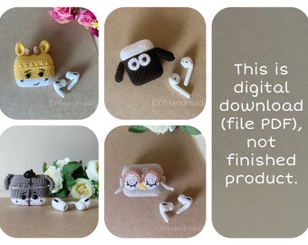 Crochet Animal AirPods Case Pattern - Giraffe, Sheep, Owl, Donkey (PDF Download)