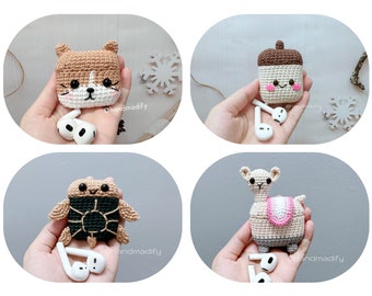 Crochet Animal AirPods Case Pattern – Llama, Turtle, Hamster, Chestnut (PDF Download)