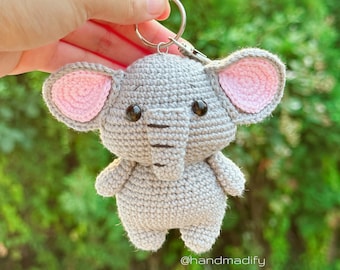 Crochet Elephant Keychain Pattern – Amigurumi Animal (PDF Pattern)
