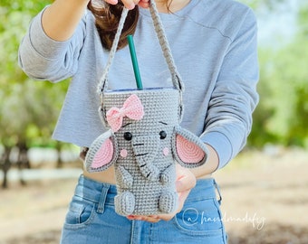 Molde de Crochê para Capa de Chá Elefante – Capa Protetora Animal para Caneca de Chá, 473ml (Molde em PDF)