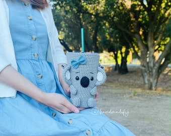 CROCHET PATTERN - Koala Coffee/ Tea Cozy 16oz - Animals Coffee/ Tea Sleeve - Download File PDF- English Pattern-Instant Download