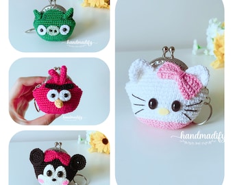 4-in-1 Crochet Animal Coin Bag Pattern – Amigurumi PDF