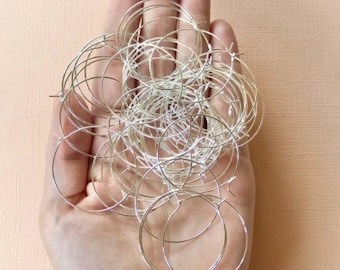 Créoles légères argentées, 50 pièces - Dimensions : 20,25,30,35 mm, acier inoxydable
