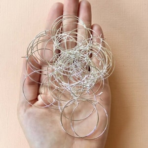 Lightweight Silver Colored Hoops, 50 Pieces - Sizes: 20,25,30,35mm, Stainless Steel