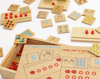 Counting Wooden Peg Board From 1 to 10 | Montessori Math Educational Toy Numbers Preschool Daycare Homeschooling