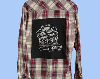 Police Abolition Flannel Vintage Wrangler Medium 21.5 x 28