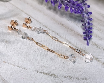 Dainty Herkimer diamond earrings -14k Gold filled earrings- minimalist earrings-herkimer earrings- small looped earrings
